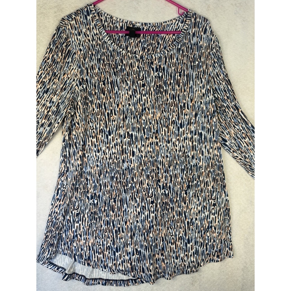 JM Collection Women's Abstract Animal Print Long Sleeve Knit Top Size L